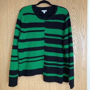 Asymmetrical Black and Green Sweater